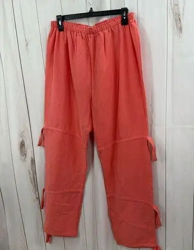 Coco + Carmen Women’s XL Orange Tie Gauze Pants Lagenlook