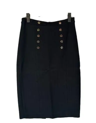 Carmen Marc Valvo Double Faux Button Detail Straight Pencil Skirt Women Sz 2