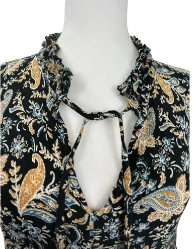 Hem & Thread Black Paisley Boho Long Sleeve Dress Size L