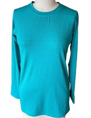 Zyia ZIYA Activewear Teal Green Mesh Long Sleeve Ventilated Fitness Top Ladies LARGE