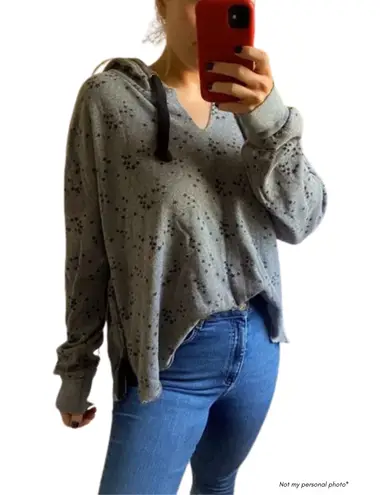 Vintage Havana Crop Distressed Zipper Side Pullover Hoodie Size Small 0583