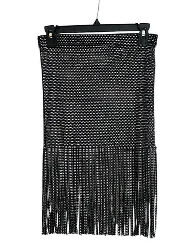 Dries Van Noten Crystal Mesh Fringe Skirt Size 38