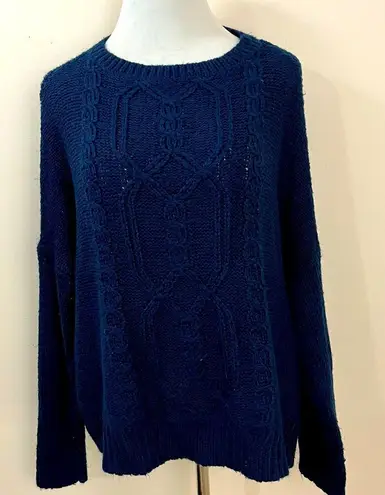 Wooden Ships Navy Cable Knit Sweater Acrylic/ Mohair/ Wool S/M