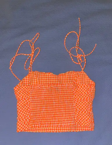 ZARA Orange Gingham Cropped Tank