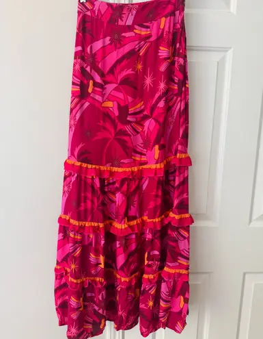 Farm Rio Shirred Tiered Ruffle Maxi Skirt, Size XS