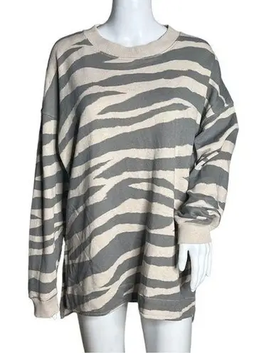 American Eagle  Sweatshirt Womens Small Cream Gray Zebra Print Jegging Fit Lounge