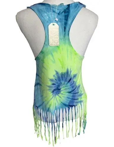 Beach By Exist Blue & Green Tie-Dye Swirl 'Key West Florida' Fringe-Hem Tank