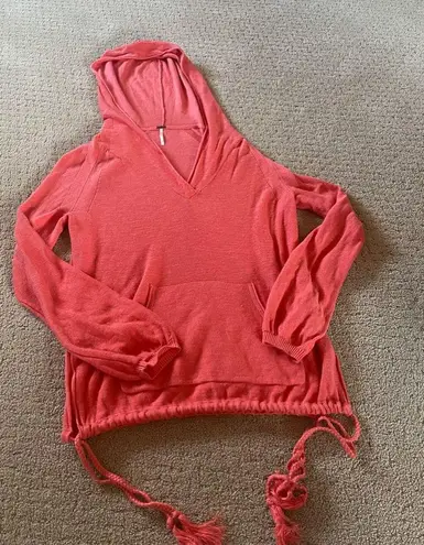 Free People  Optimist Hoodie Coral Sweatshirt Size Medium Bin 214