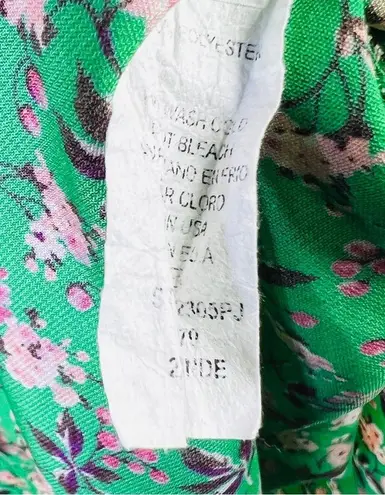 Ces Femme 2X Green Too w/Floral Print w/Keyhole Button Closure & Bell Sl…