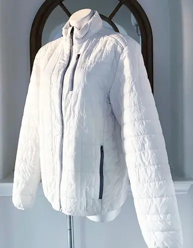 Microsoft Rainier PrimaLoft Eco Full Zip Jacket w/Concealed Stowaway Hood Size M White Size M