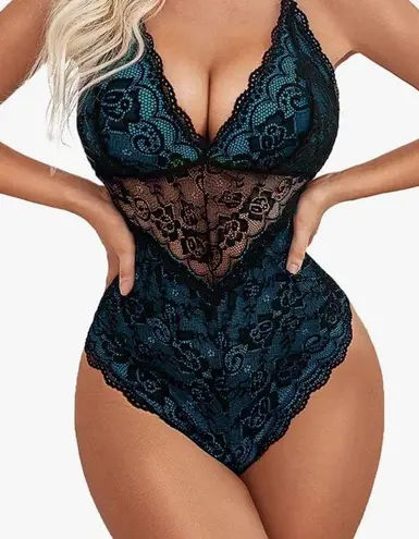 Avidlove One Piece Snap Crotch Teddy Bodysuit Contrast Lace Mini Babydoll Small