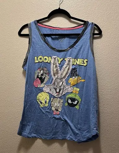 Looney Tunes Bugs Bunny Sleeveless Heather Blue Scoop Tank Top Size XL Sleep