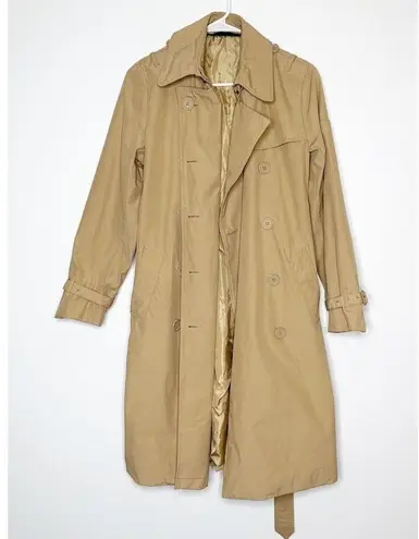 Norma Kamali Double Breasted Trench Coat Jacket Women's Tan Size Medium