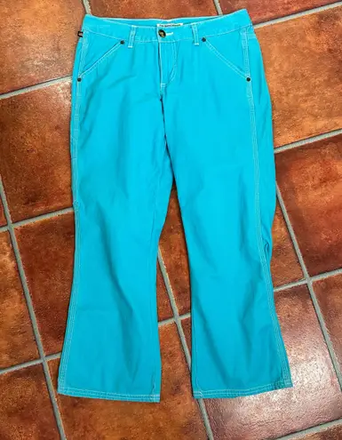 Vintage Ralph Lauren Polo Aqua Blue Contrast Stitch Flare Jeans Size 6