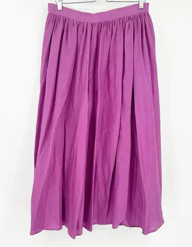 Indygo Artwear Womens Tropical 100% Silk Hand Painted Glittery Floral Maxi Skirt Purple Size L