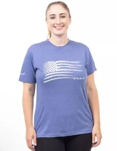 Huntworth New Women's T Shirt XL Distressed Flag Graphic Tee American Flag Blue