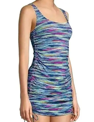 Lands End Swim Dress Striped One Piece Swimsuit Swimdress 12 Pink