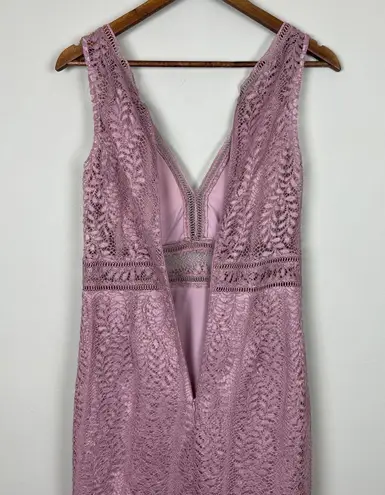BHLDN Anthropologie Dress XL (M) Mauve Connor Lace Maxi Bridesmaid Evening Train