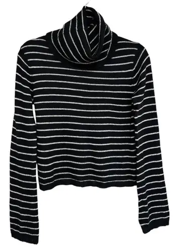 ALLSAINTS Marty Roll Neck Sweater Mohair Blend Black and White Stripe - Size XS
