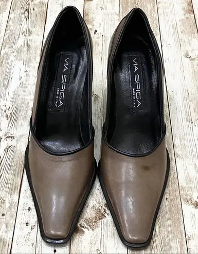 via spiga Pointy Squared Colorblock Heels 7