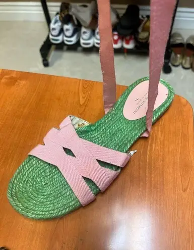 Adrienne Vittadini Green Rope Pink Lace-Up Sandals – Made in Spain, Size 7