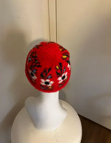 Handmade Vintage retro 80s colorful knit winter hat.