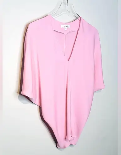 Milly Pink Silk Chiffon Dolman Sleeve Blouse Shirt Top Size M