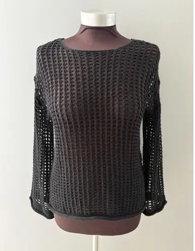 Zesica Open Knit Sweater Size S Black Crochet Cover Up Beach Witchy Goth Rave