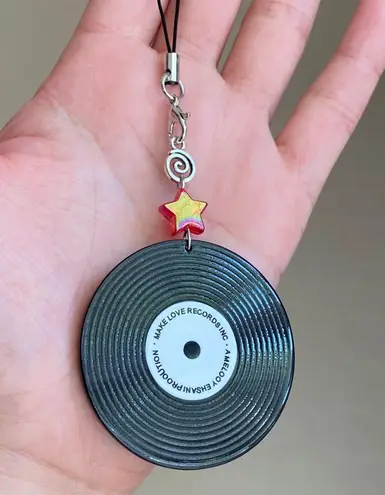 Handmade grunge street funky y2k retro style vinyl record phone charm/bag accessory/keychain/car display