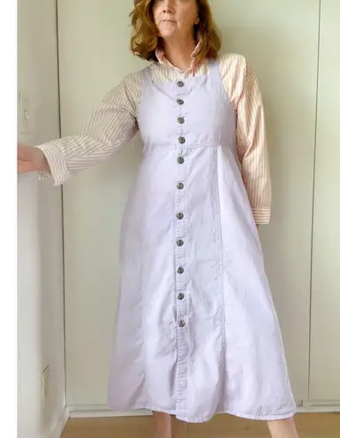 Vintage 1990s Lilac ButtonFront Pinafore Dress Soft Cotton Minimal Cottagecore Purple Size 6