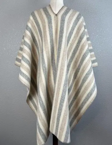 Vintage Telsa Unisex Mens Womens Blanket Poncho One Size Wool Flannel Stripe