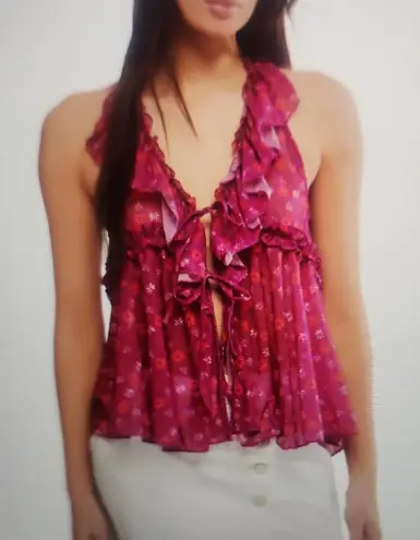 Free People  Fearless Knit Top Dragonfruit Combo Size L - Image 1
