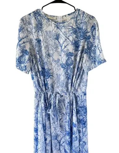 Cedric Charlier Toile Printed Drawstring Dress Blue Size 12