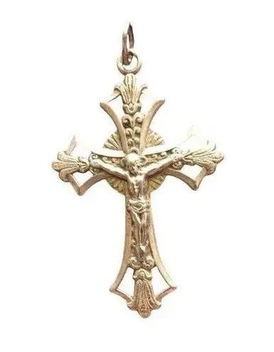 Sterling Silver Antique Fleur De Lis Orthodox Catholic Cross Pendant  950