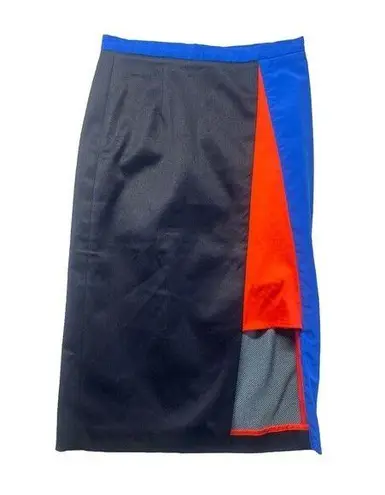 Katharine Kidd Women’s Cotton Color Block Pencil Skirt Blue Size 2 Made In USA