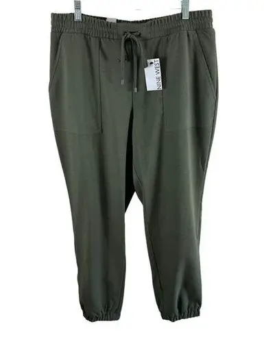 Nine West  NWT Green Tie-Waist Mid Rise Tapered Ankle Stretchy Jogger Size L