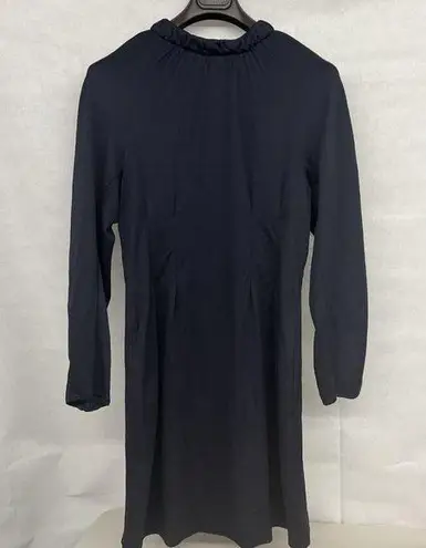 Tibi NEW NWT Astor Corset Back Cutout Dress Navy Blue Long Sleeve Sz Large L