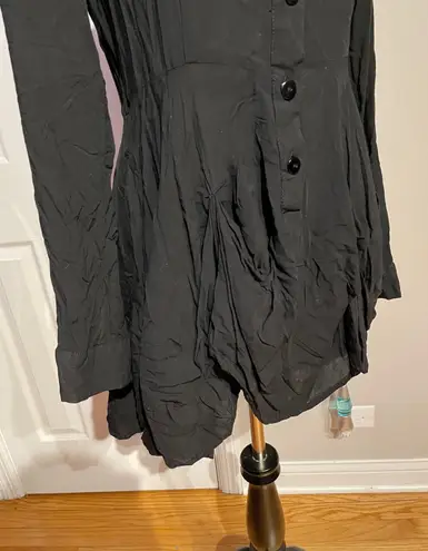 NWOT Aakasha Asymmetric Lines Unique Rave Flare Pleated WhimsyGoth Western avant Black Size M