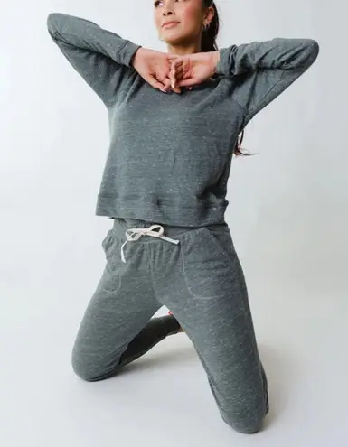 ALBION FIT Campus Crew Cozy Sweatshirt Charcoal Gray Size M