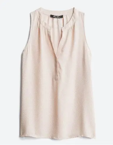 Alice Blue Simona Henley Sleeveless Cream White Polka Dot Blouse Size L