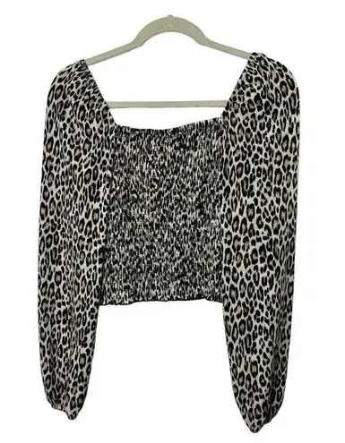 Sincerely Jules  Long Sleeve Cropped Leopard Print Top Built In Bra Sz Medium NEW