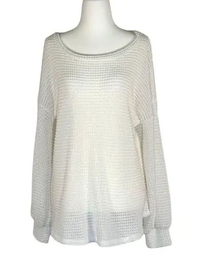 BIBI Size Small Womens Cream Waffle Knit Sweater Cozy Poly