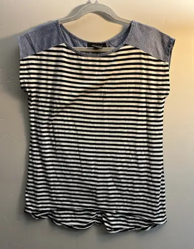 Adele & May Casual Striped Top – Women’s Small (Denim + Black & White) White Size undefined