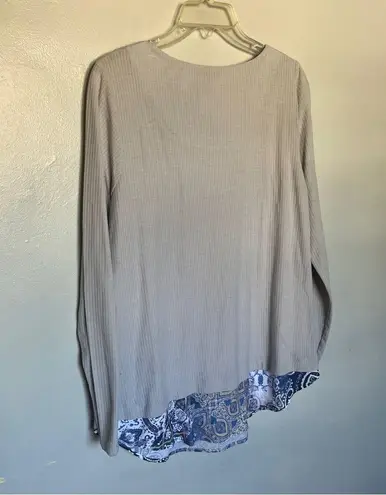 One World V-Neck Top Purple Grey Large