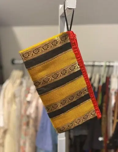 Toni Quilted Metallic Indian Made Makeup Pouch Bag Gold