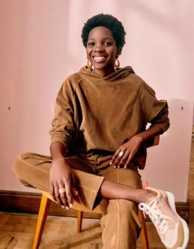 Sézane 💕SEZANE💕 Mary Corduroy Cropped Hoodie Sweatshirt ~ Camel Brown Large