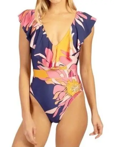 Trina Turk  Spa Collection Breeze Ruffle Flutter Sleeve One Piece Swimsuit 6 NEW - Image 1