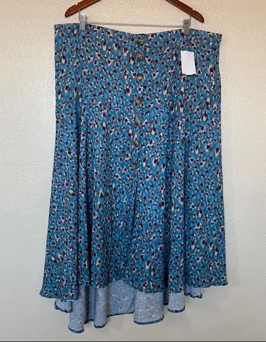 Code x Mode Floral Bias High/Low Midi Skirt 3X NWOT