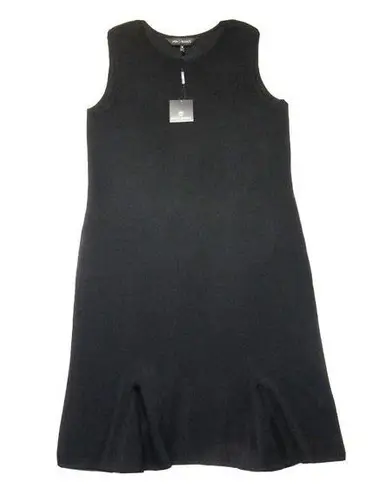 Ming Wang NWT Sleeveless Sheath in Black Godet Hem Knit Dress M