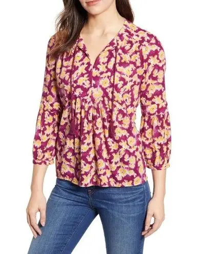 Caslon Marinda Split Neck Floral Blouse